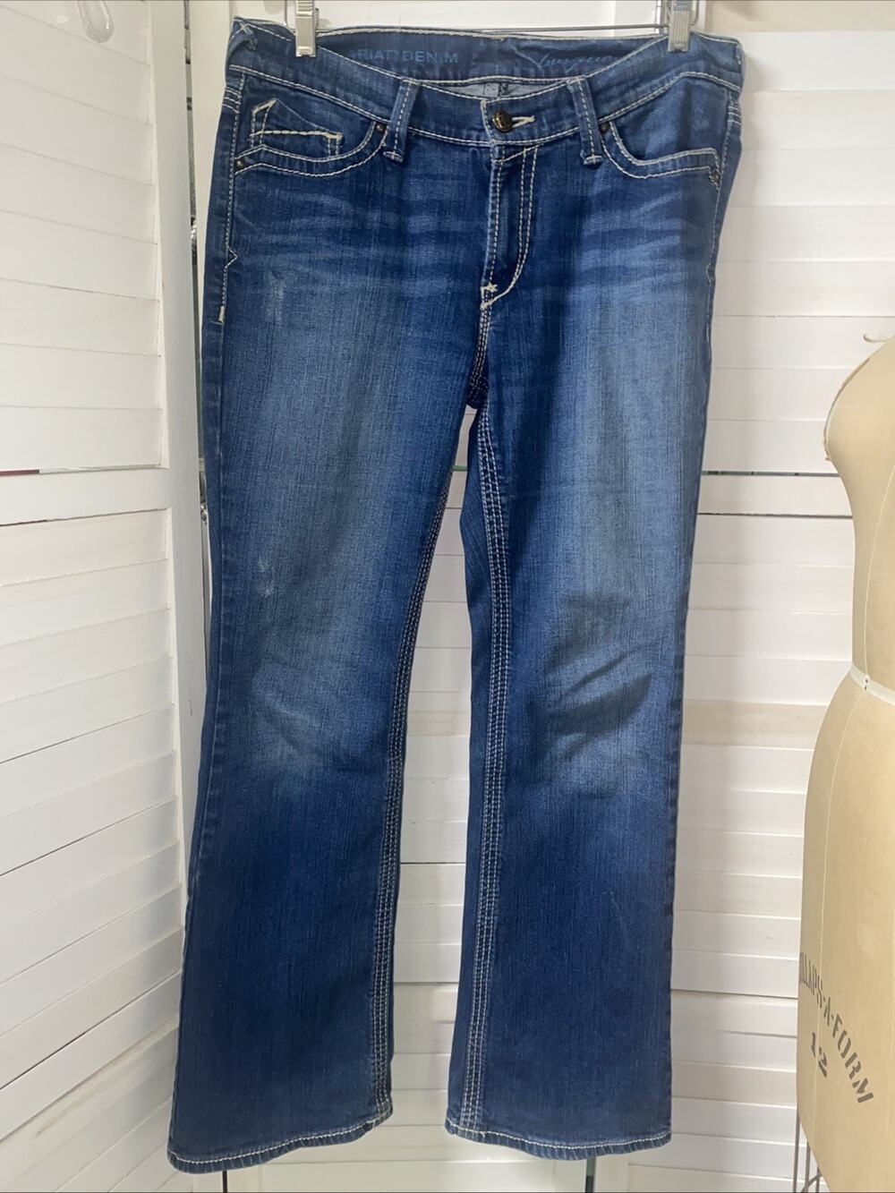 Ariat REAL Jeans Womens 31S Mid Rise Bootcut Dark Faded Wash Western Denim
